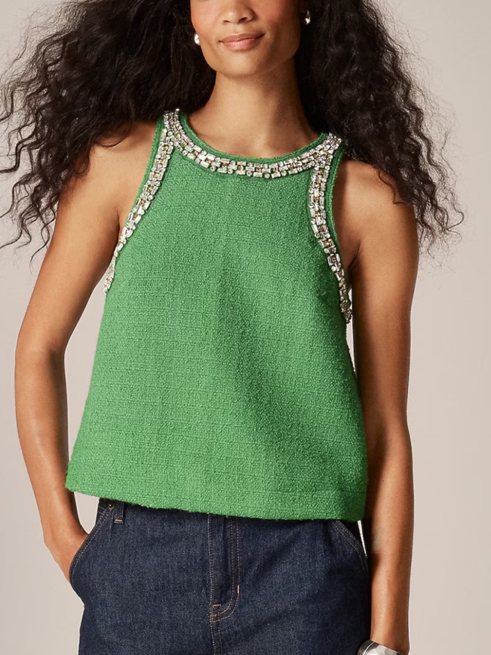 NWT J. Crew Embellished tweed tank top in Size 10